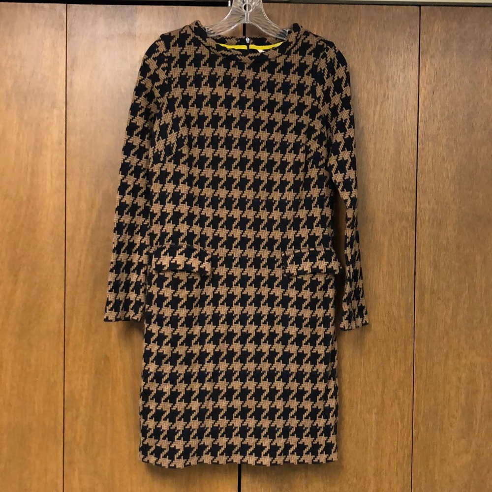 Boden Tweed Houndstooth Print Dress